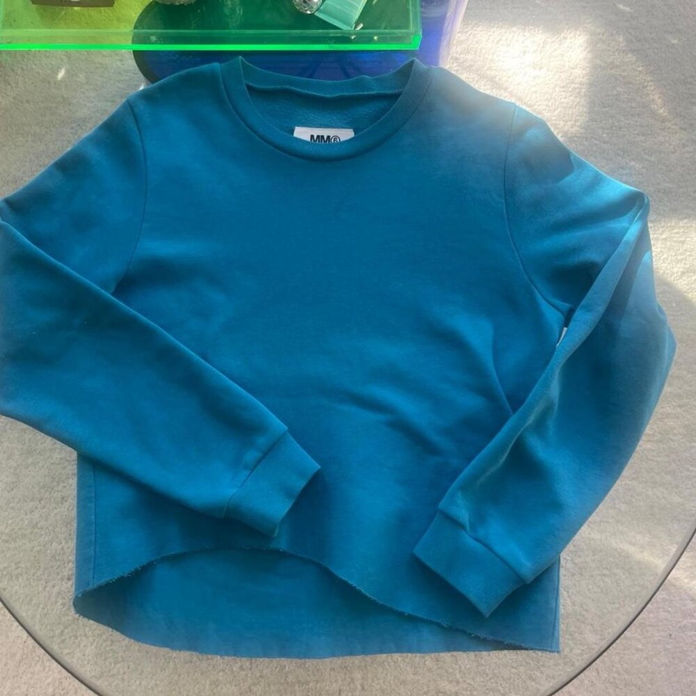 MM6 Maison Margiela Teal Asymmetrical Sweatshirt